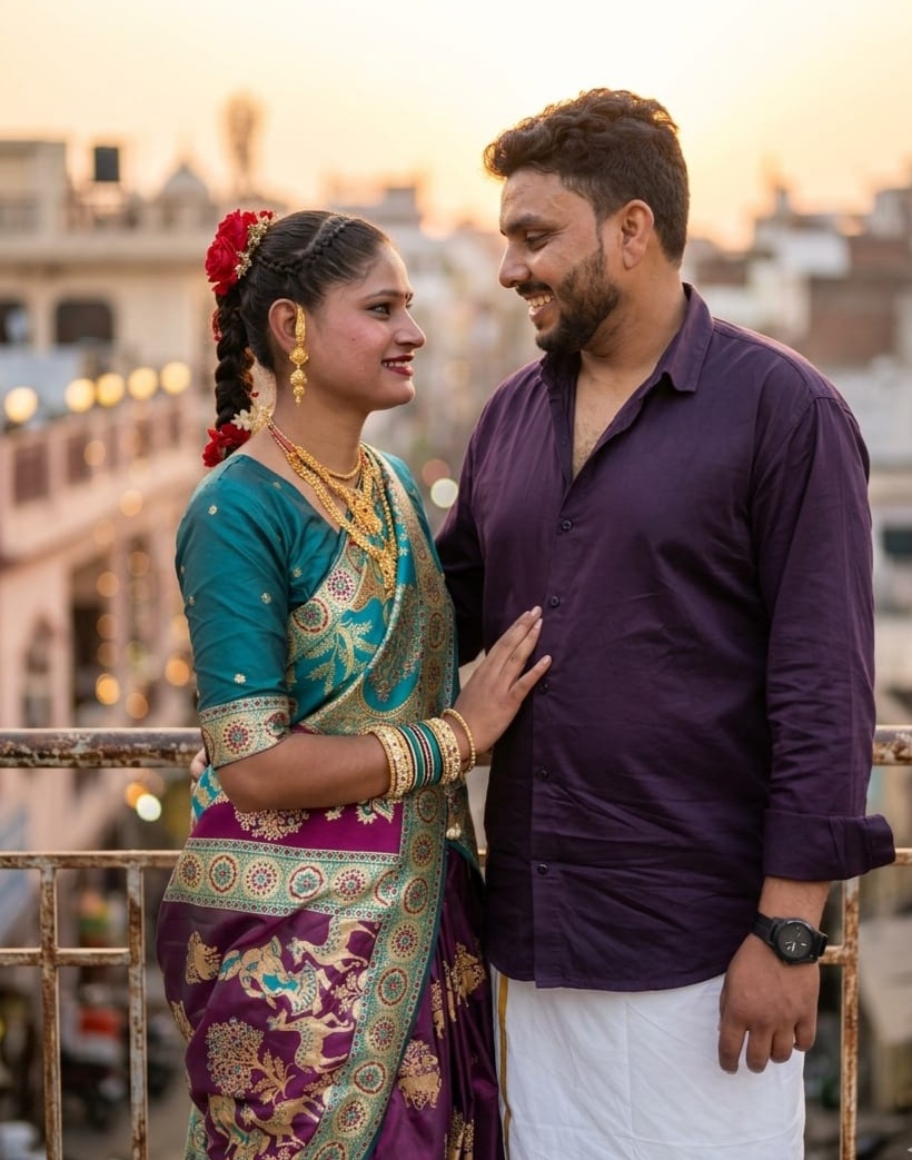 Romantic portrait of Sunny and Jyoti